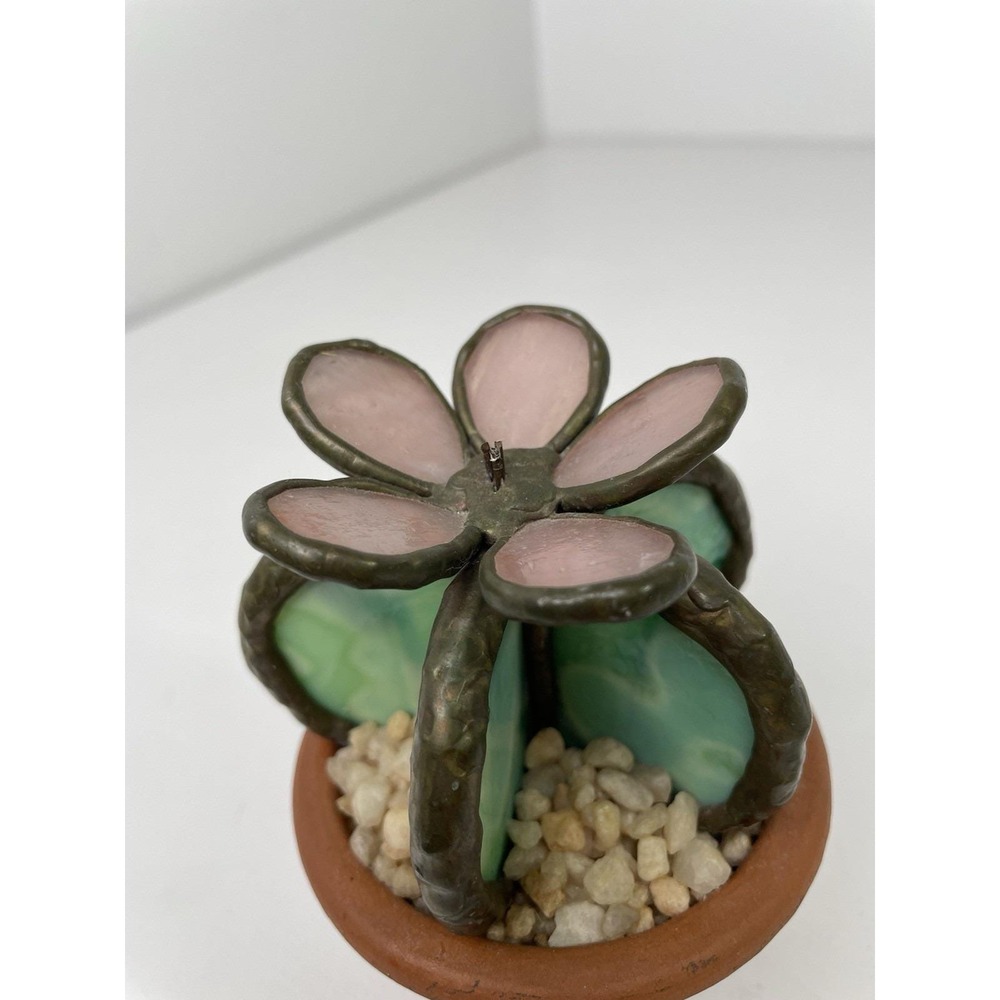 Stained Glass Cactus With Pink Flower Terracotta Pot 5"x3" Handmade Gift Décor - Picture 6 of 14